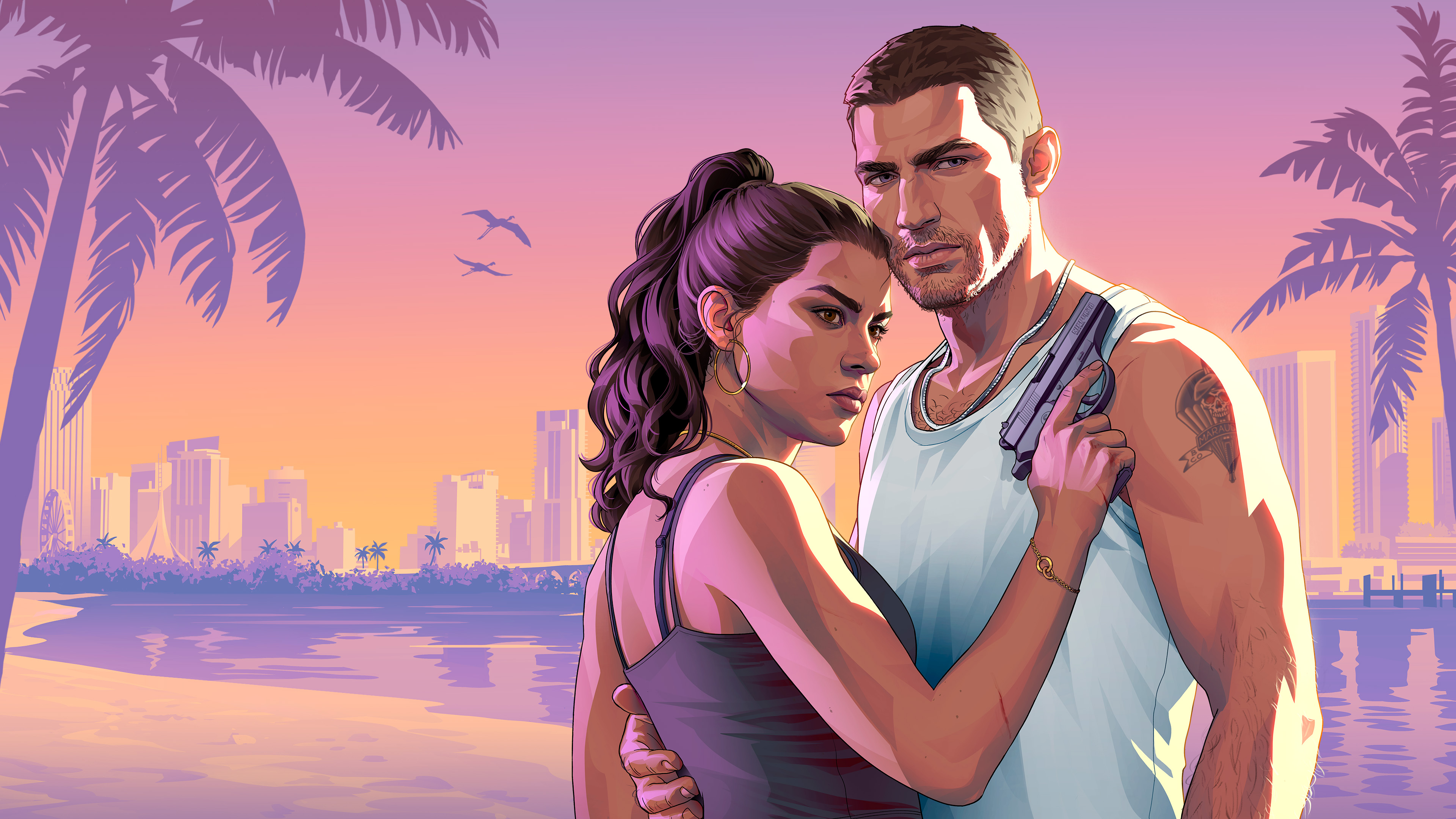 Official GTA VI artwork featuring Jason and Lucia