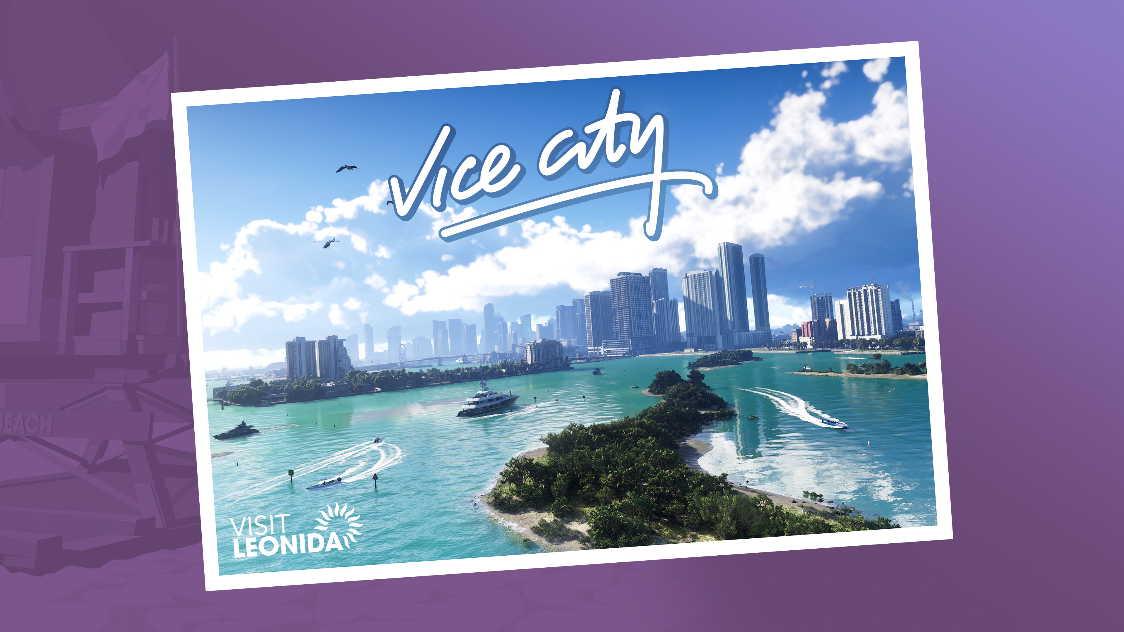 Official GTA VI Vice City postcard artwork
